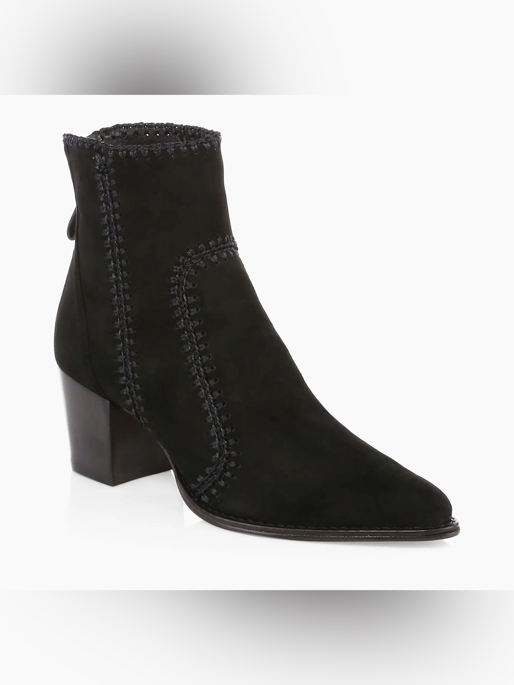 Birman Benta Black Suede Embroidered Ankle Boots – Size 40 Boho Chic Luxury